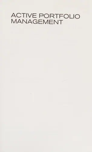 Active Portfolio Management by Grinold · Kahn